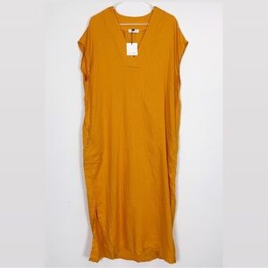 Lanhtropy Maxi Dress Womens Large XL L/XL Yellow Linen NWT NEW